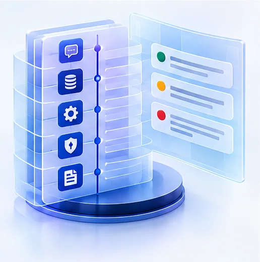Illustration: Versioned AI events and controls forming an audit trail
