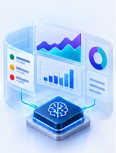 Illustration: Operational dashboards monitoring AI workflow metrics and status
