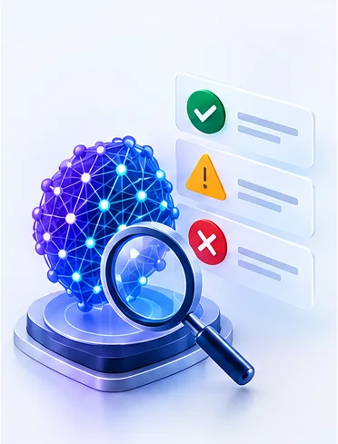 Illustration: An AI model evaluated against pass, warning and failure criteria