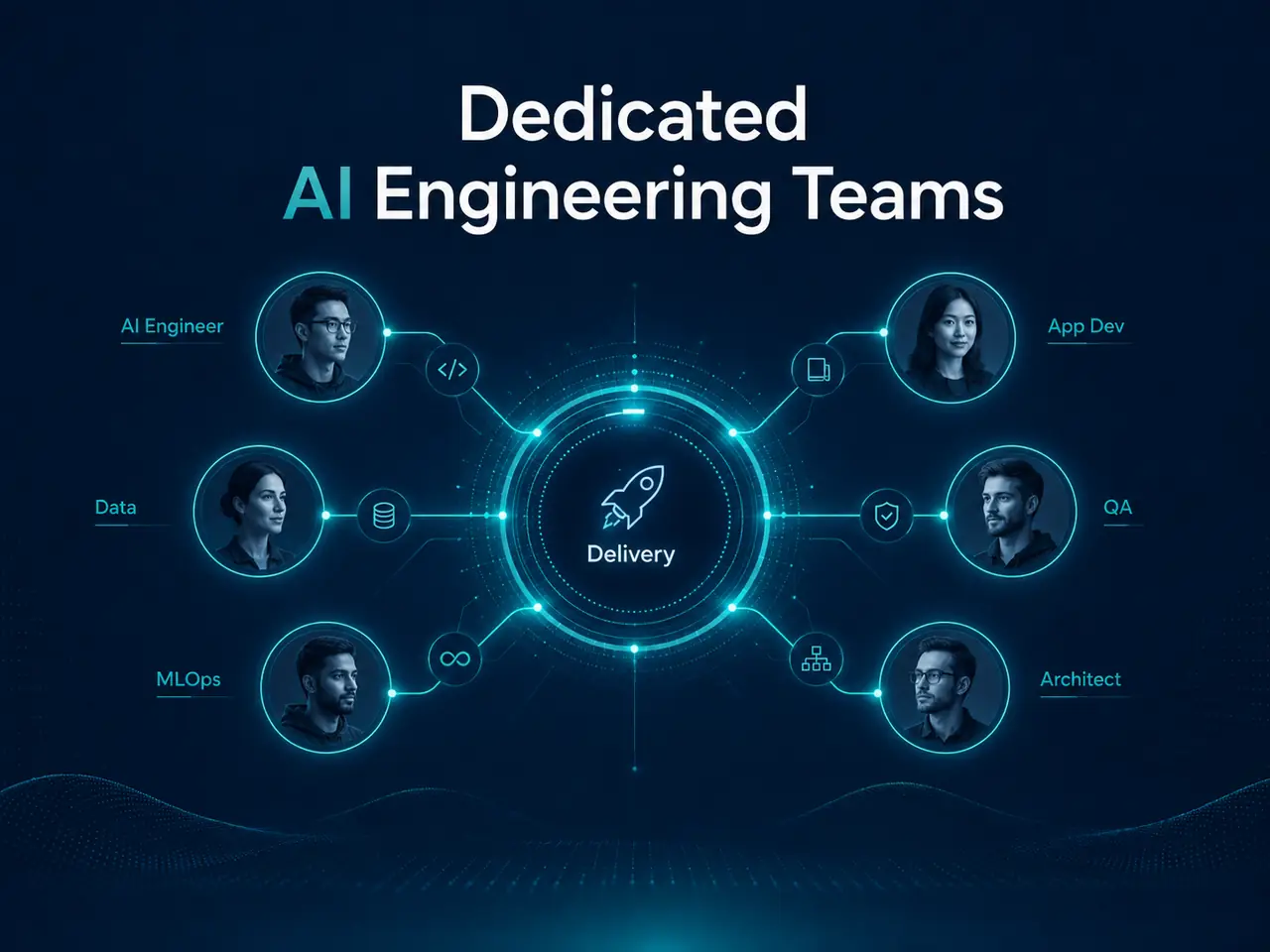A dedicated AI engineering team spanning AI, application development, data, quality, MLOps and architecture