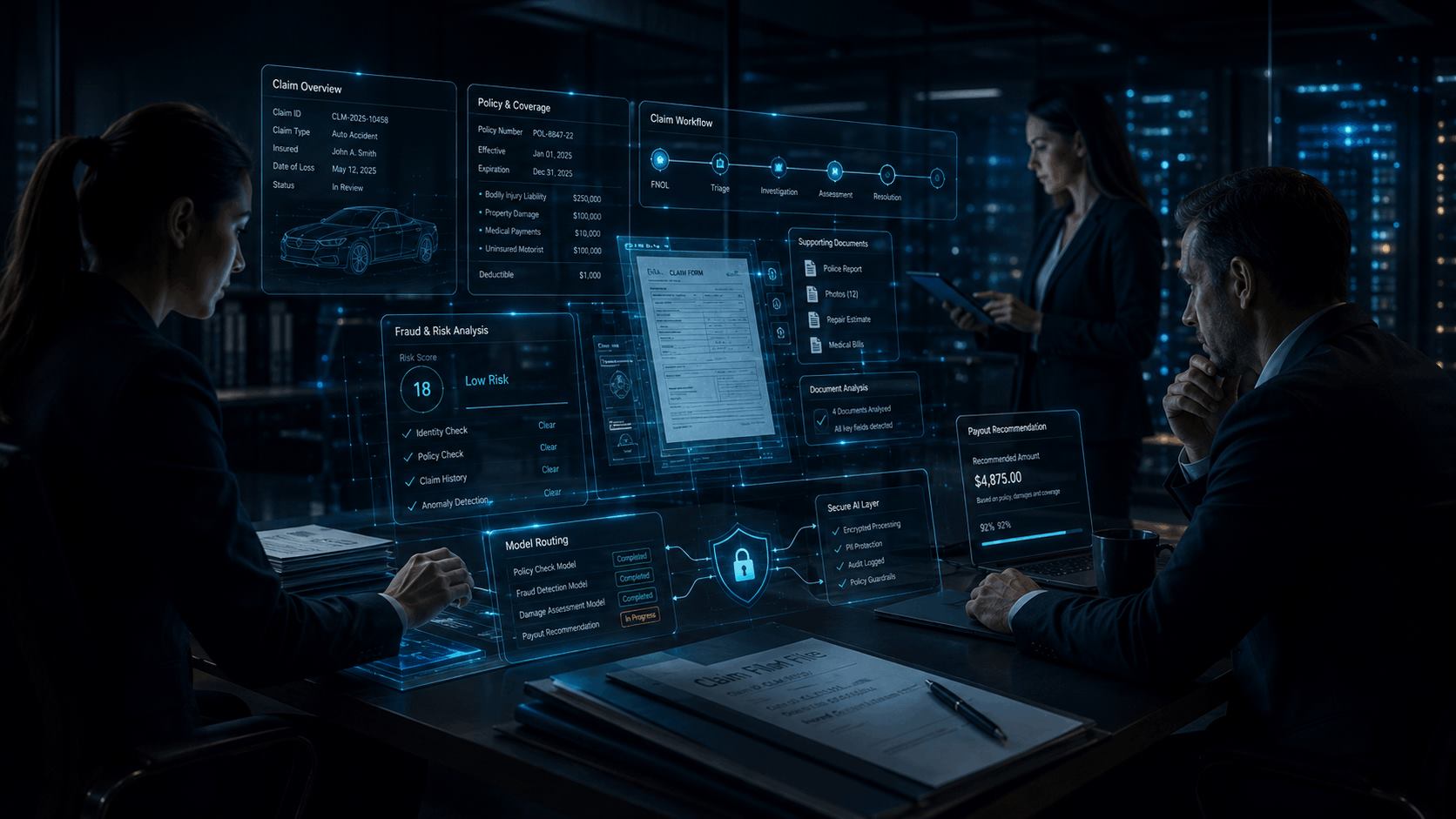 Private AI for insurance companies and TPAs reviewing claims, policy documents, fraud signals, and payout recommendations