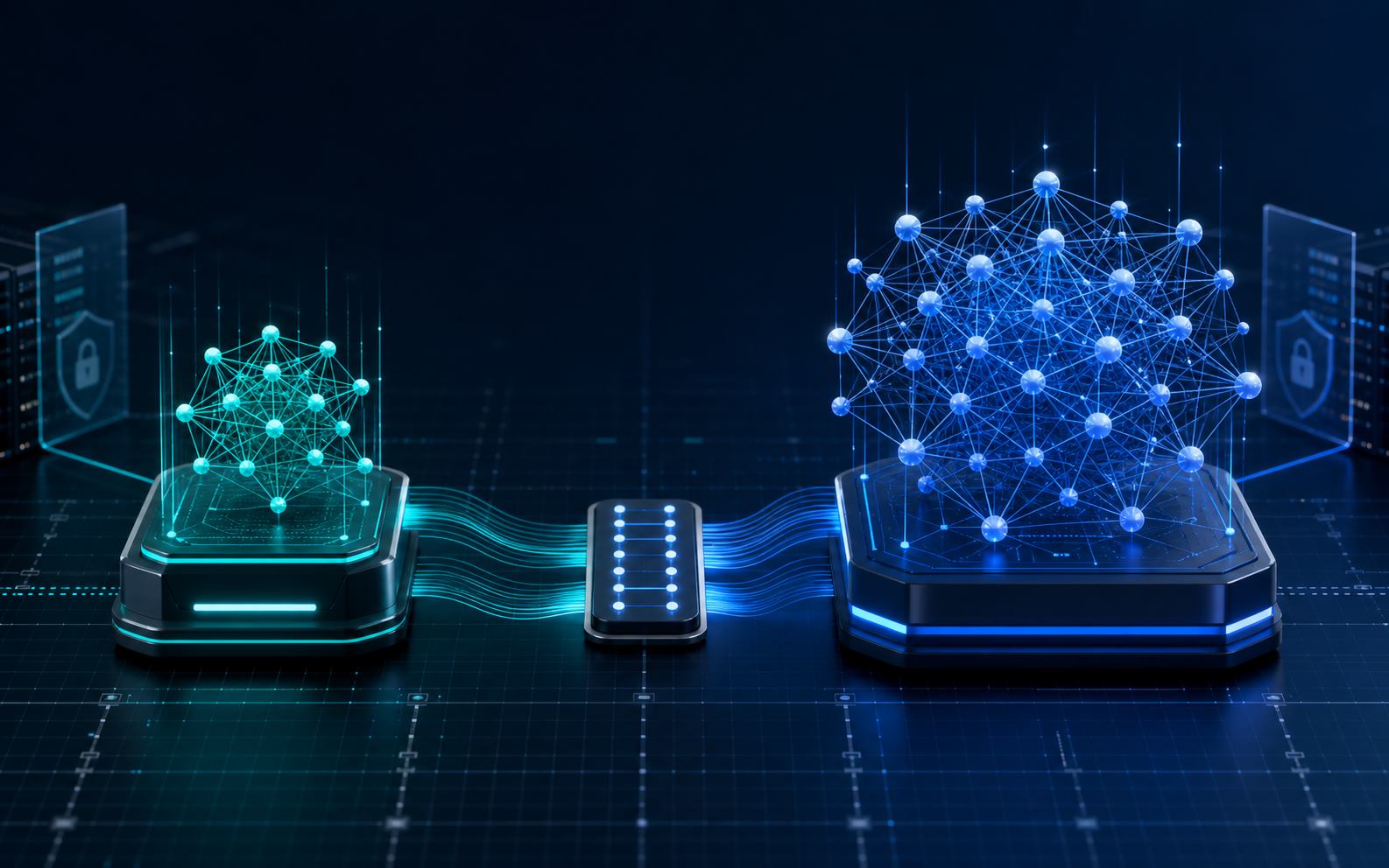 SLM vs LLM comparison showing compact and large AI model architectures for enterprise use
