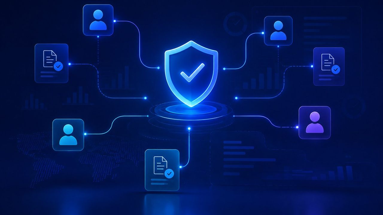Secure governed trade scheme workflow connecting authorized users, approved documents and auditable business decisions